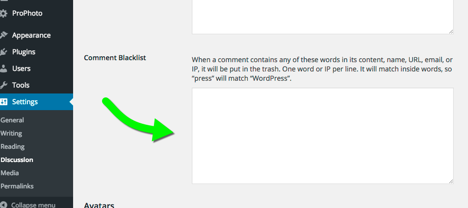 Comment Blacklist Option in WordPress