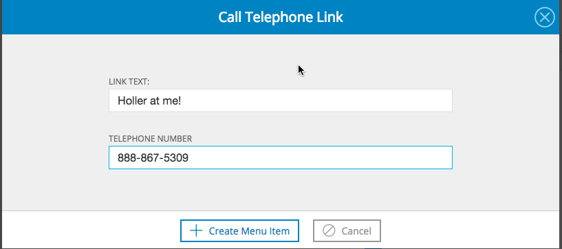 Call Telephone Menu Link Options