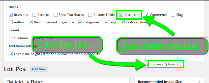 Enabling Discussion Section of Editor Screen