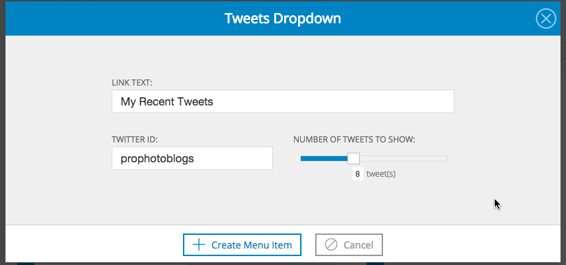 Tweets Dropdown Link Options