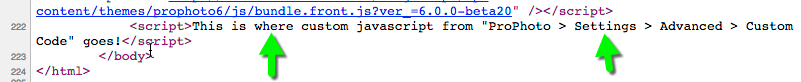 location of custom javascript in markup