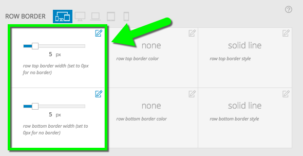 use slider controls to change the width setting for borders