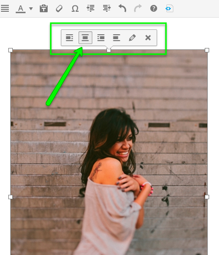 Image alignment, edit, and delete buttons